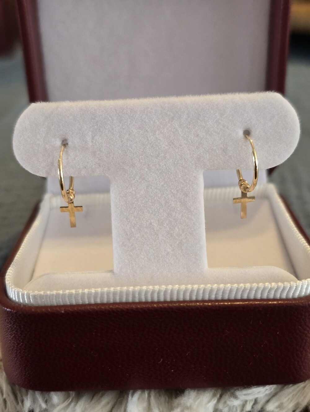 NWOT 14K Gold Cross Hoop Earrings - Made in Italy